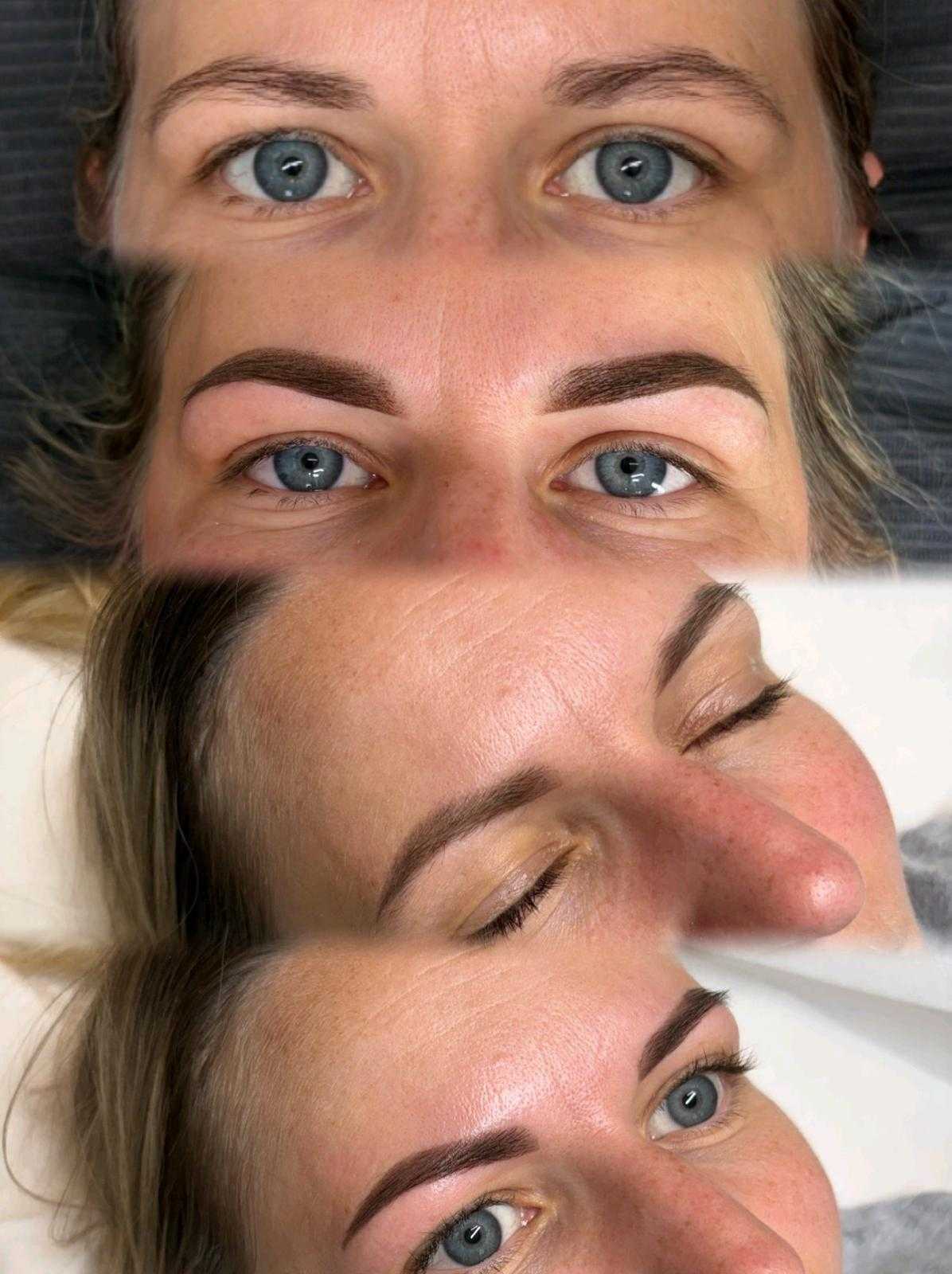 Semi-permanent makeup — powder brows — Softly shaded powder brows.